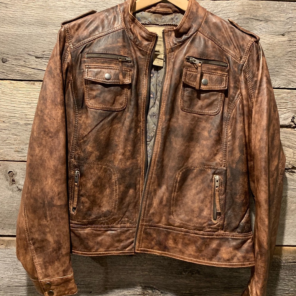 Ruff Hewn Brown Leather Jacket